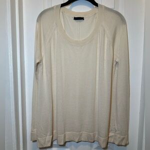 The Row Ivory Cashmere and Wool Bateau Neck Sweater